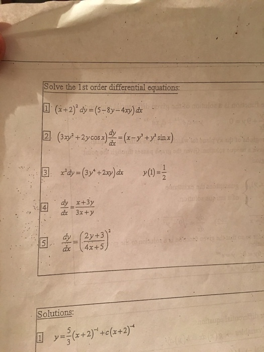 Solved Solve The 1st Order Differential Equations X Chegg Com