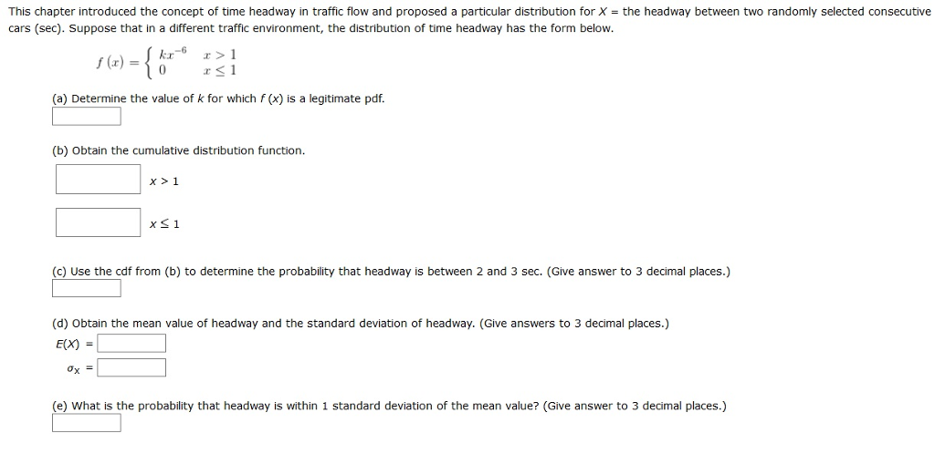 Solved This chapter introduced the concept of time headway