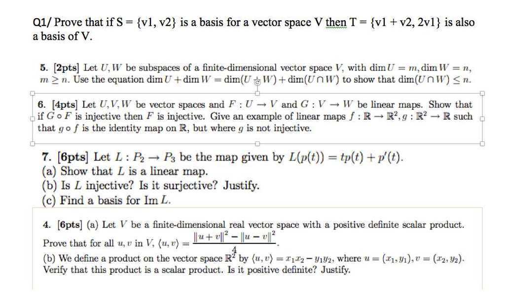Solved Prove That If S V1 V2 Is A Basis For A Vector Chegg Com
