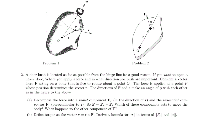 Solved Problem 1 Problem 2 2 A Door Knob Is Located As F