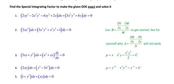 Solved Find The Special Integrating Factor To Make The Gi Chegg Com