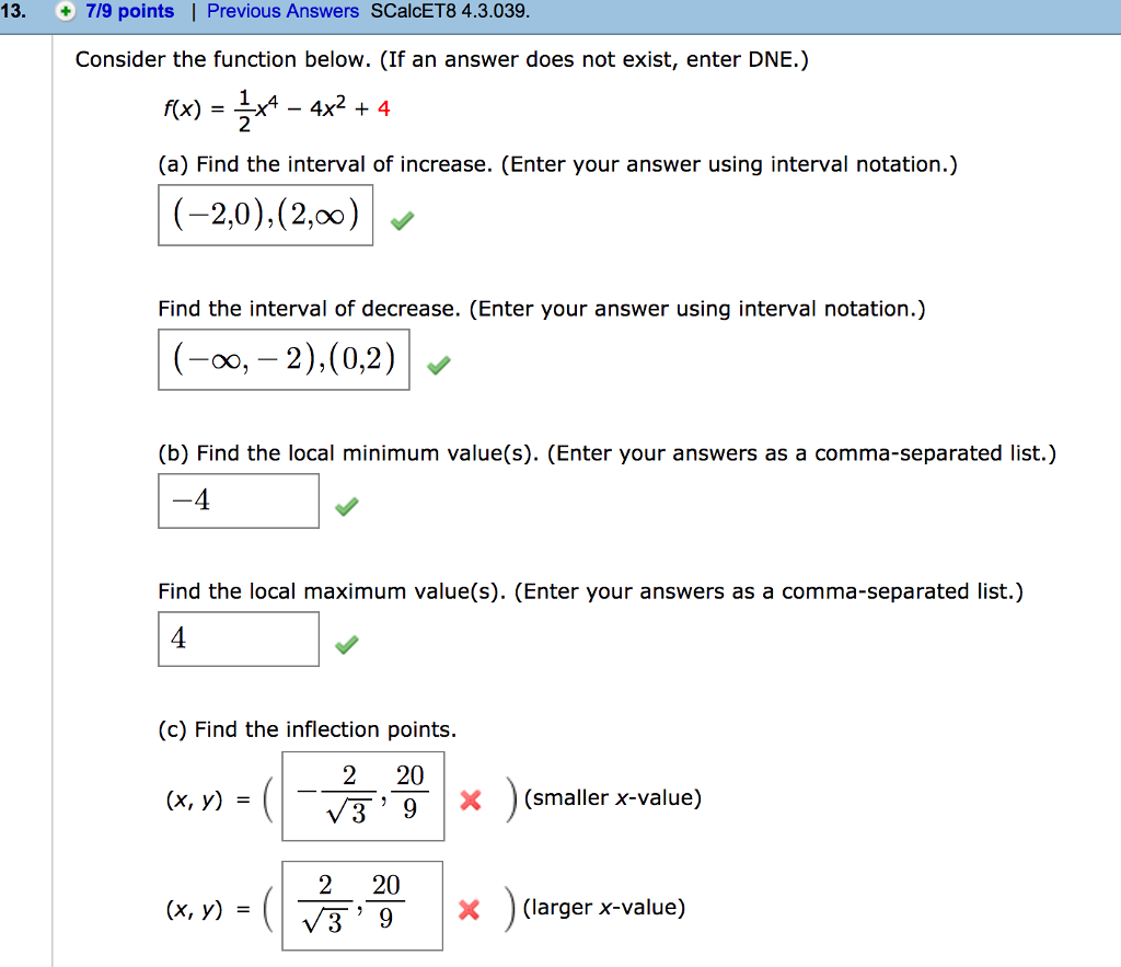 Consider The Function Below If An Answer Does Not Chegg Com