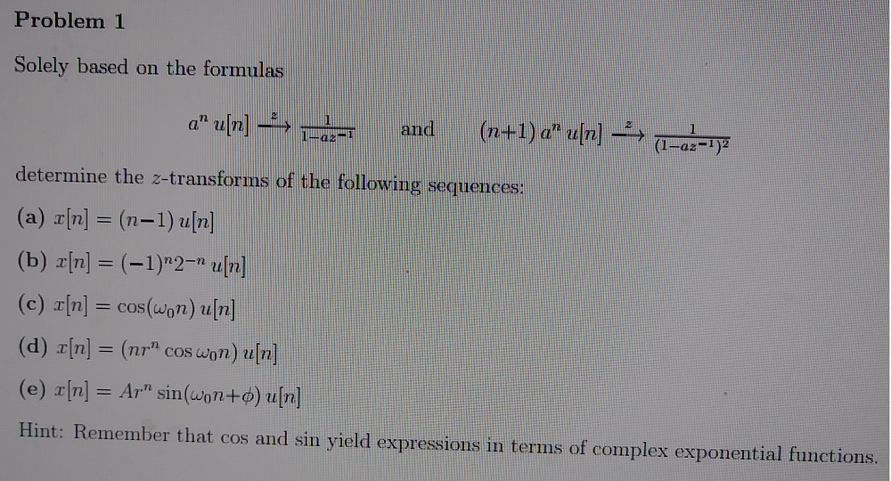Solved Problem 1 Solely Based On The Formulas A U N And Chegg Com