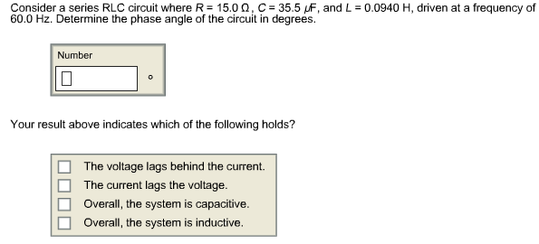 Solved Consider A Series Rlc Circuit Where R 15 0 C Chegg Com