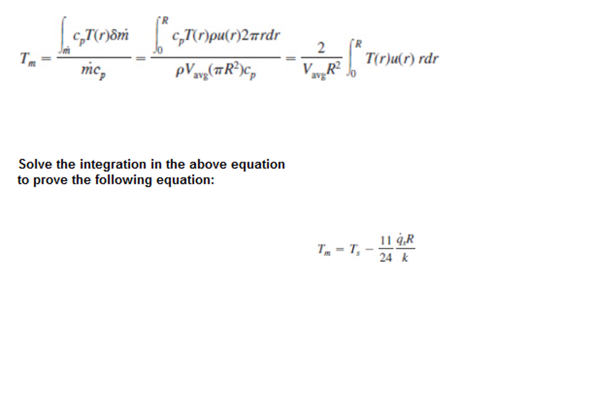 Solved T M Integral M C Pt R Delta M Mcp Integral R Chegg Com