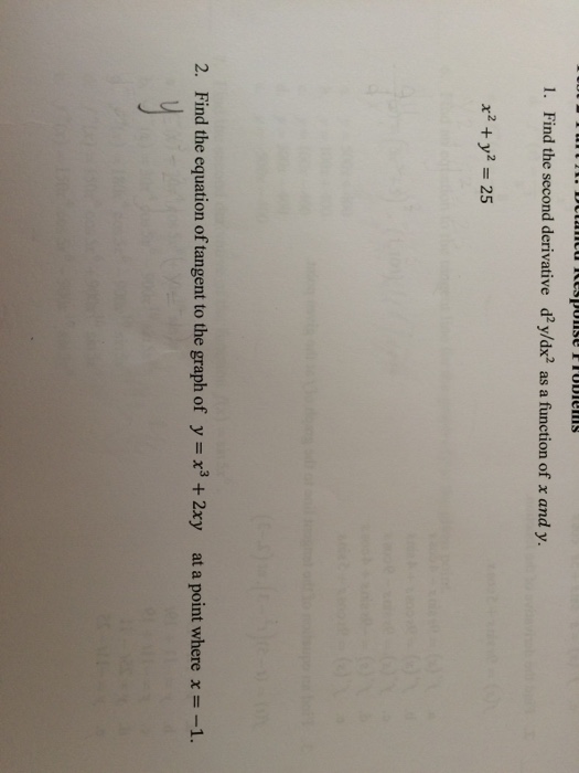 Solved 1 Find The Second Derivative D 2y Dx 2 As A Function Chegg Com