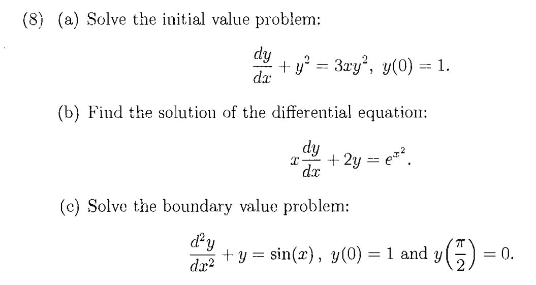 Solved 8 A Solve The Initial Value Problem Chegg Com