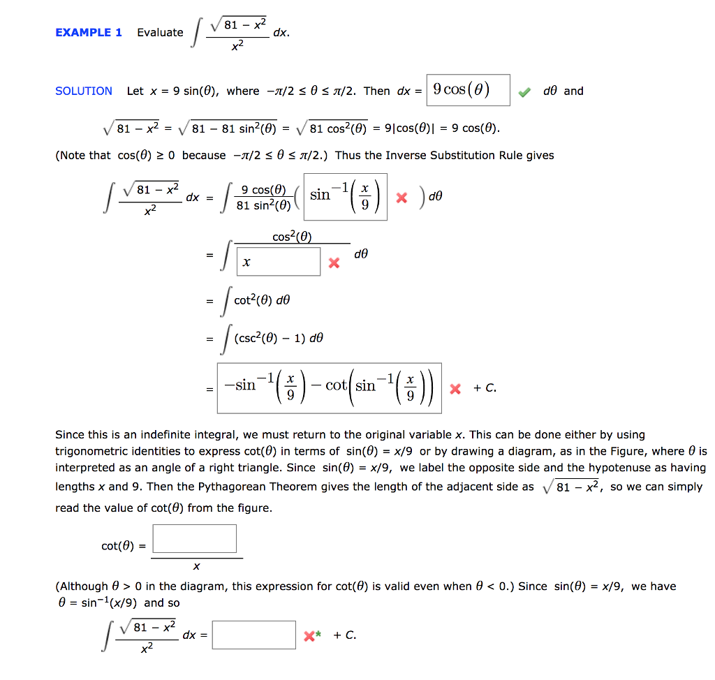 Solved 81 X Dx Example 1 Evaluate X2 Solution Let X 9 Chegg Com