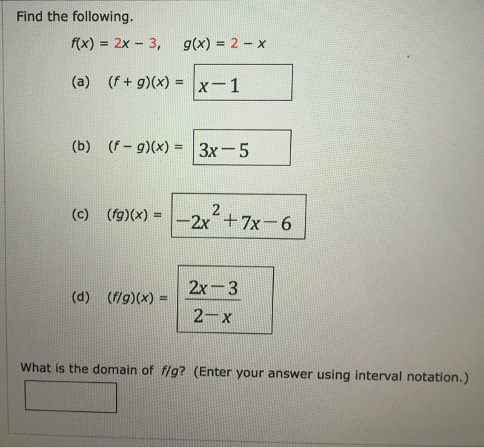 Find The Following F X 2x 3 G X 2 X F Chegg Com