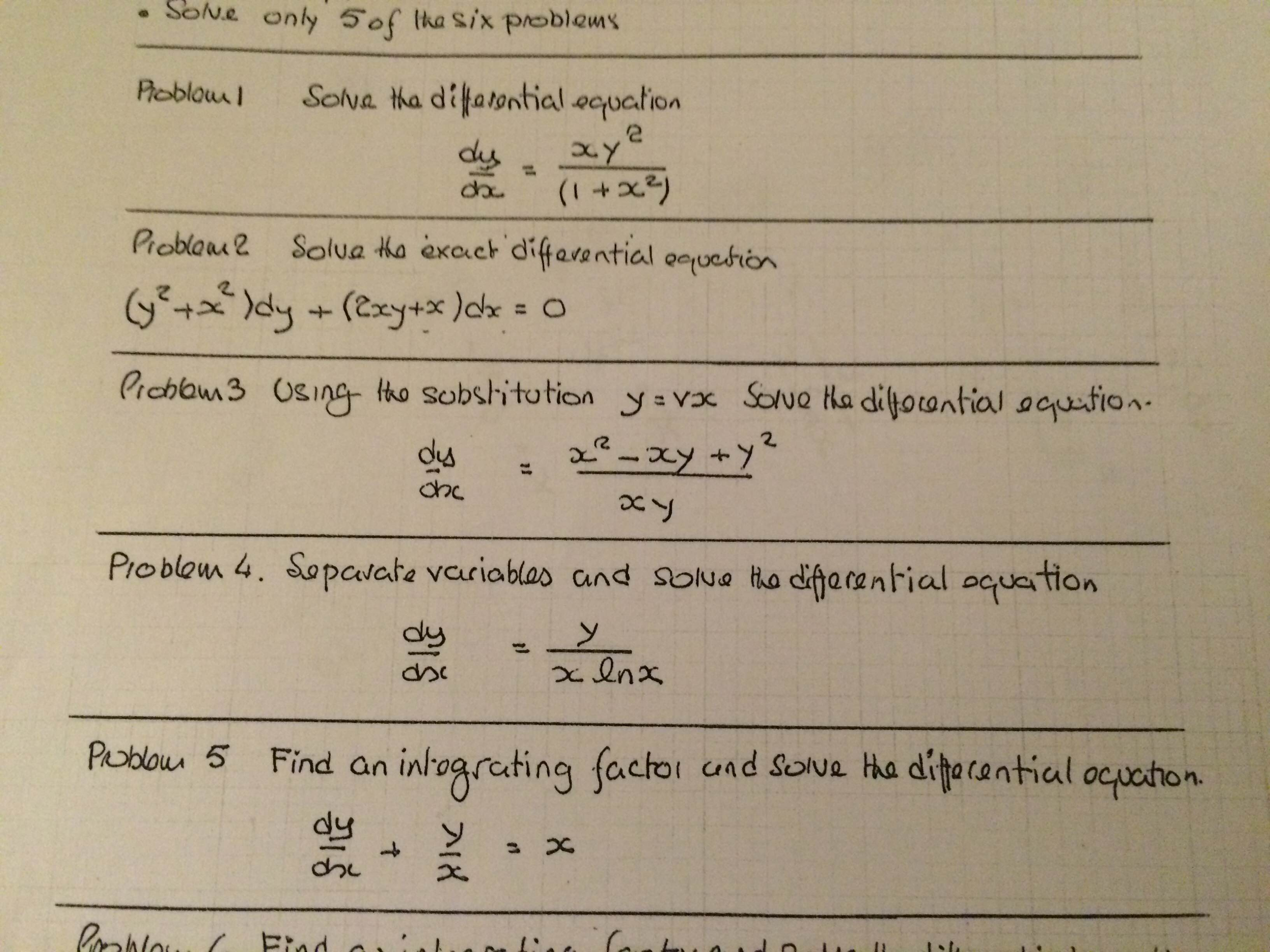 Solved Solve The Differential Equation Dy Dx Xy 2 1 Chegg Com