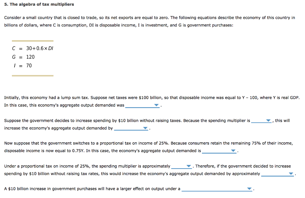 The Algeof Tax Multipliers Consider A Small Country That Is Closed To Trade The Algeof Tax Multipliers Consider A Small Country That Is Closed To Trade