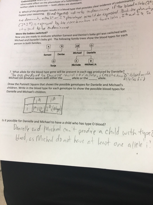 Which of the genotypes results in a blood type tha