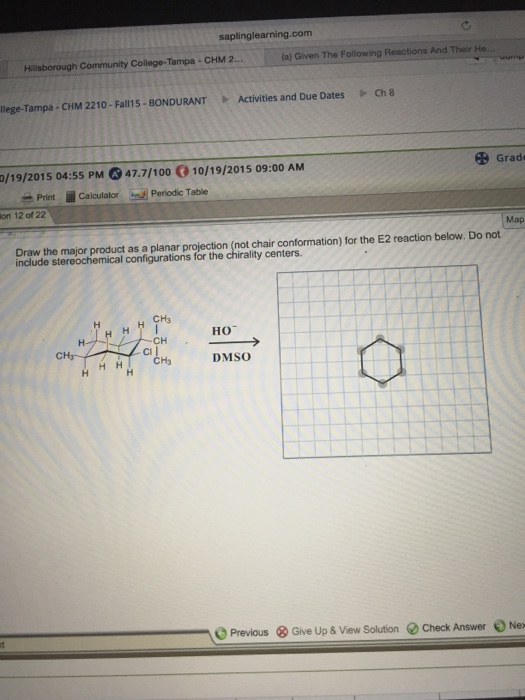 Solved Draw The Major Product As A Planar Projection Not