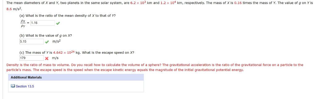 Solved The Mean Diameters Of X And Y Two Planets In The