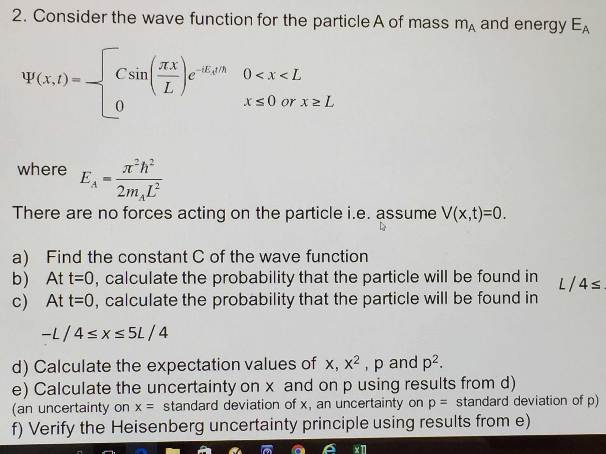 Solved Consider The Wave Function For The Particle A Of M Chegg Com