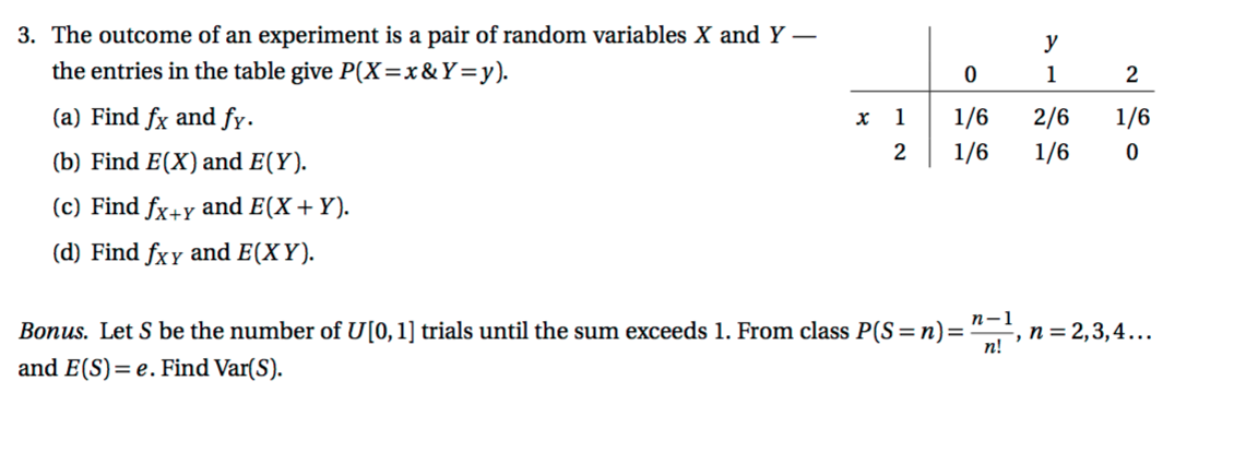 Solved The Outcome Of An Experiment Is A Pair Of Random V Chegg Com