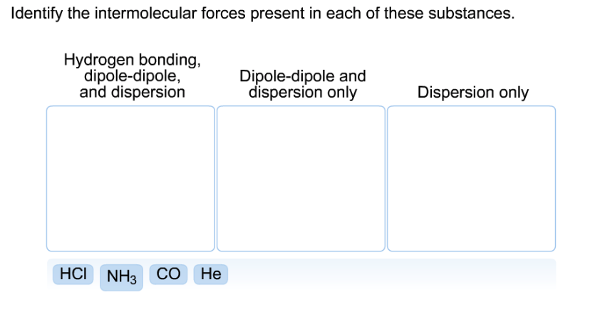 Solved Identify The Intermolecular Forces Present In Each