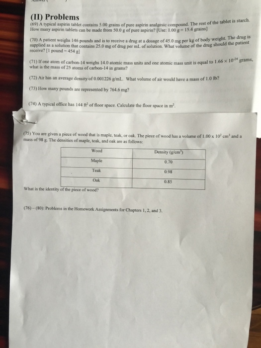A Typical Aspirin Tablet Contains 5 00 Grains Of Pure Chegg 