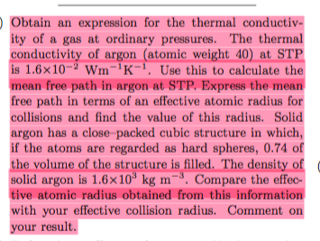 Solved: Obtain An Expression For The Thermal Conductivity ... Solved: Obtain An Expression For The Thermal Conductivity ...