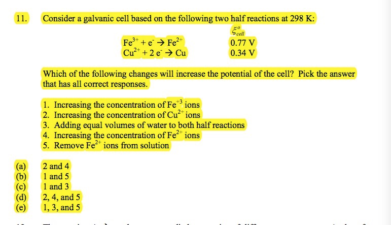 Solved 11. Consider a galvanic cell based on the following | Chegg.com