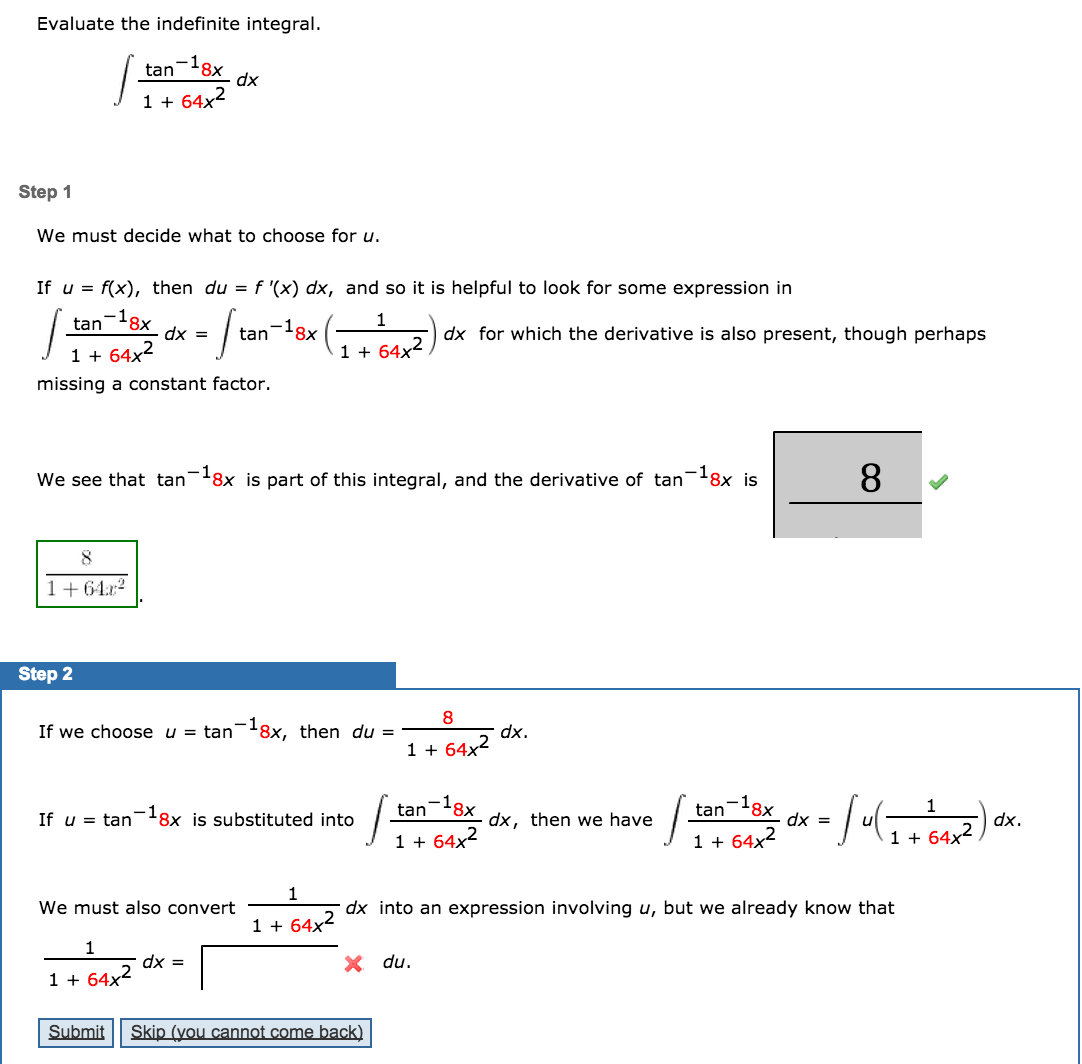 Solved Evaluate The Indefinite Integral Step 1 We Must De Chegg Com