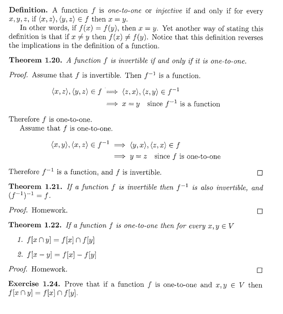 Solved A Function F Is One To One Or Injective If And Onl Chegg Com