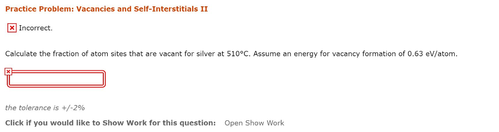 Solved Practice Problem Vacancies And SelfInterstitials