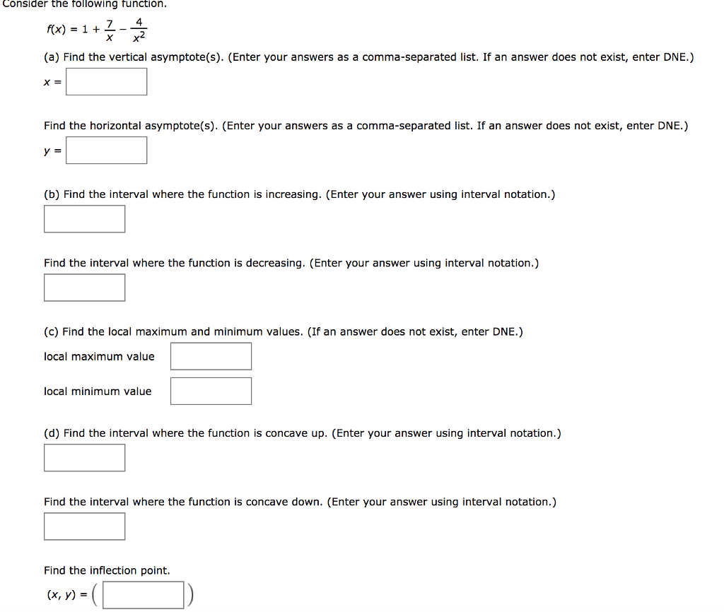 Solved Consider The Following Function F X 1 7 X Chegg Com