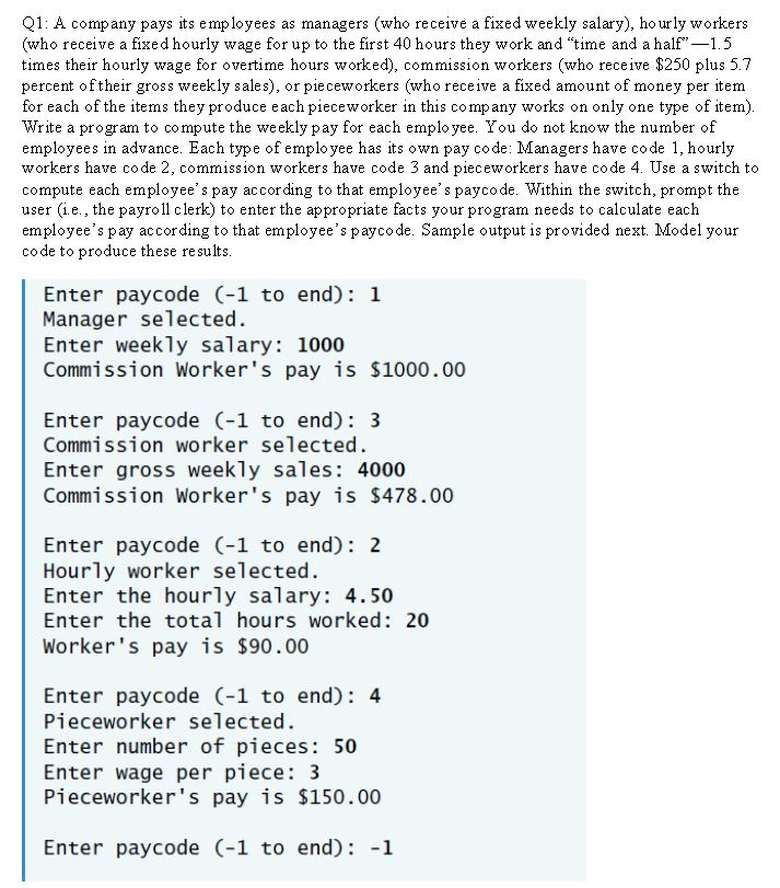 Solved Q1 A Company Pays Its Employees As Managers Who