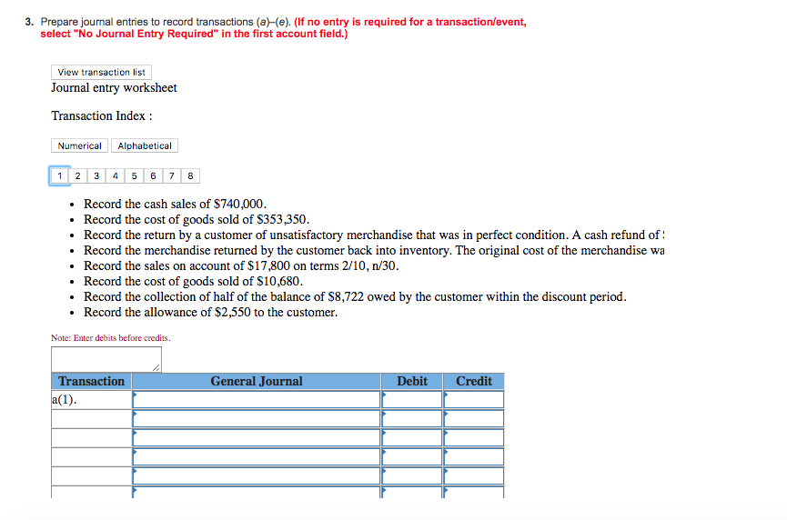 Solved 3. Prepare journal entries to record transactions (a 