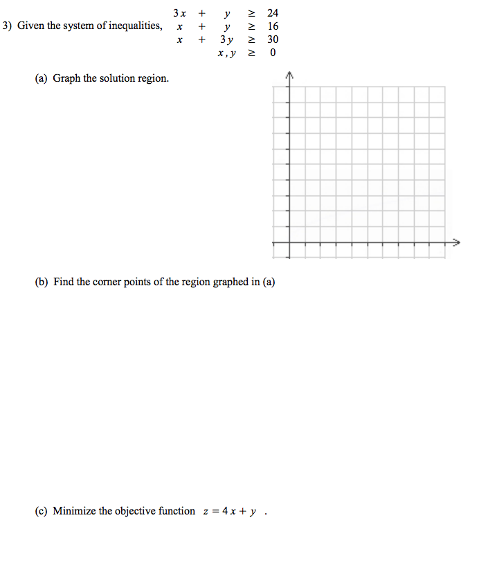 Given The System Of Inequalities 3x Y Greater Than Chegg Com