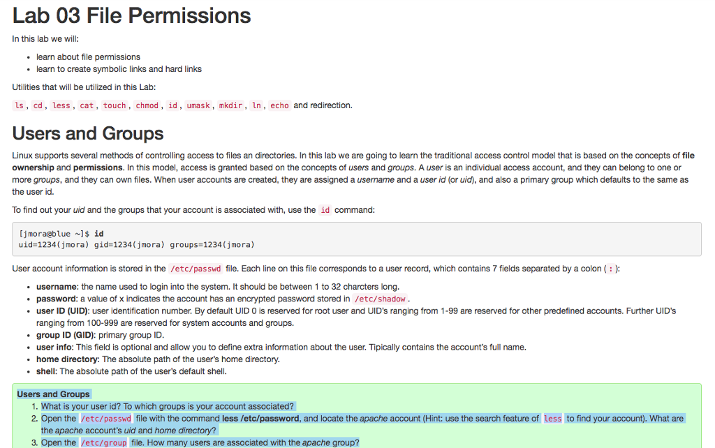 Solved Lab 03 File Permissions In This Lab We Will Learn Chegg Com