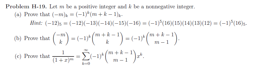 Problem H 19 Let M Be A Positive Integer And K Be Chegg Com