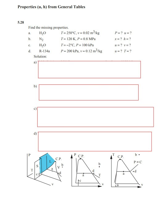 Solved Properties U H From General Tables 5 28 Find Th Chegg Com