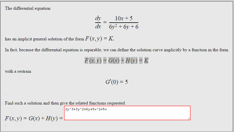 Solved The Differential Equation Dxdy 10x 56y2 6y 6 Has A Chegg Com