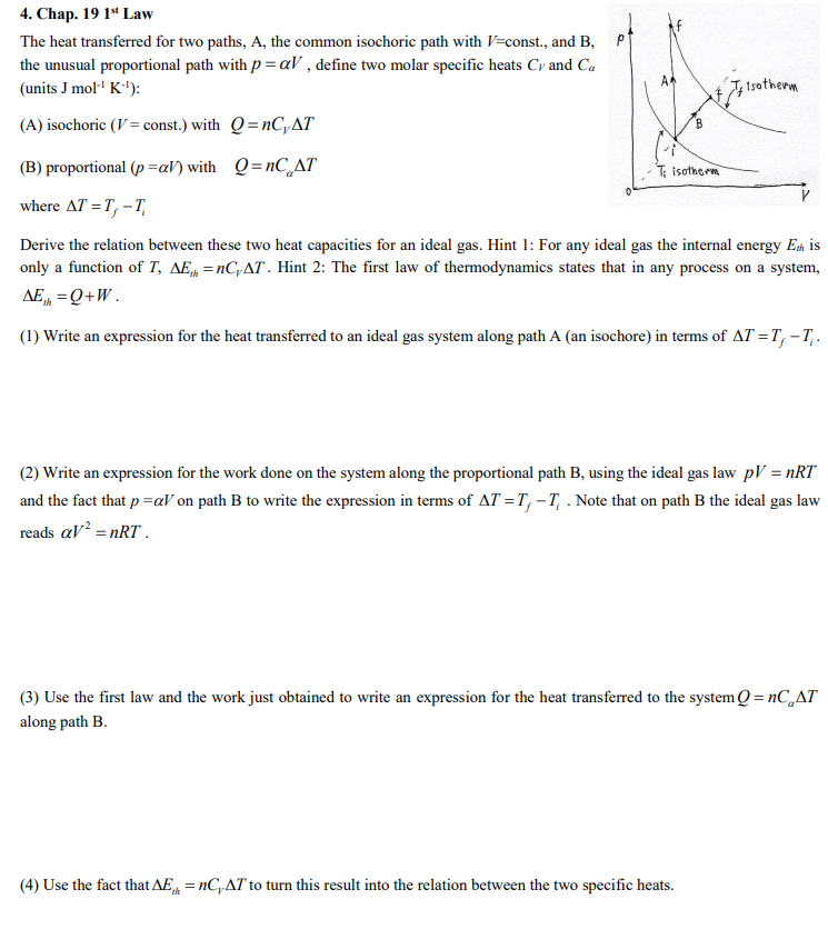 Solved 4 Chap 19 1st Law The Heat Transferred For Two P Chegg Com