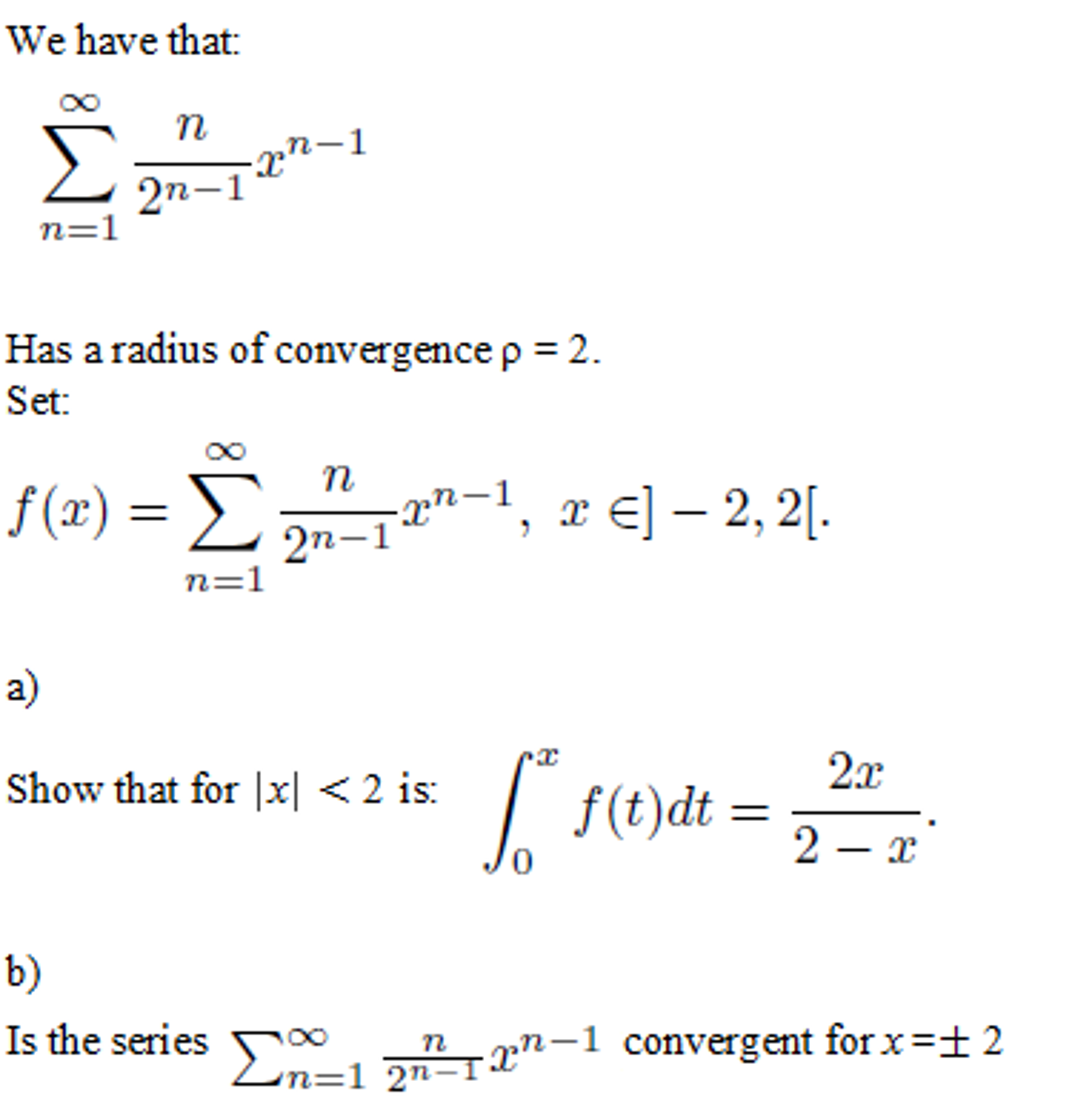 We Have That Sigma Infinity N 1 N 2 N 1 X N 1 H Chegg Com