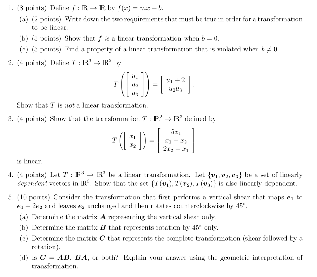 Solved I 8 Points Define F R R By F X Mx B A 2 Chegg Com