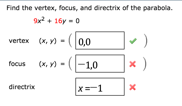 Solved Find the vertex, focus, and direction of the