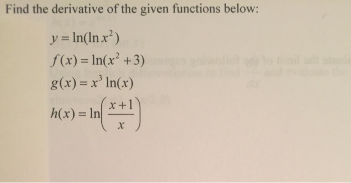 Solved Find The Derivative Of The Given Functions Below Y Chegg Com