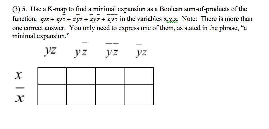 Solved 3 5 Use A K Map To Find A Minimal Expansion As Chegg Com