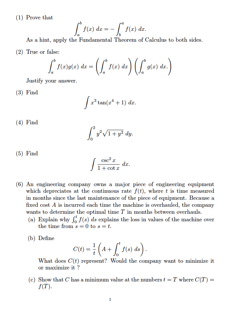 Solved Prove That Integral B A F X Dx Integral A B Chegg Com