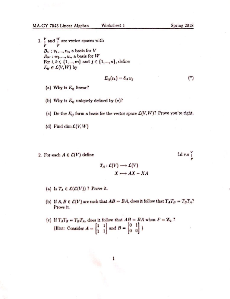 Worksheets F Ma Worksheet solved ma gy 7043 linear algebta worksheet 1 spring 201s question y and are vector spaces with bv m a basis f