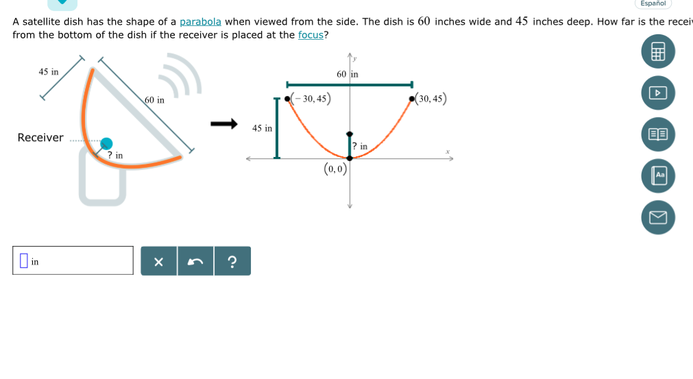 Solved Español A satellite dish has the shape of a parabola