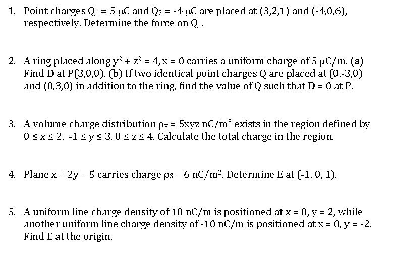 Solved Point Charges Q 1 5 Mu C And Q 2 4 Mu C Are P Chegg Com