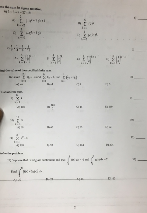 Solved The Sigma Notation 1 3 8 27 81 Find The Value Of Chegg Com