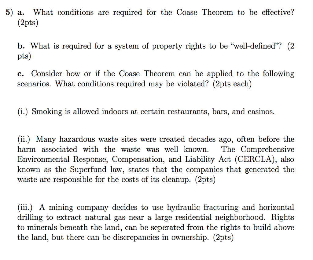 the coase theorem claims that in the case of tobacco Solved 5) a. What conditions are required for the Coase