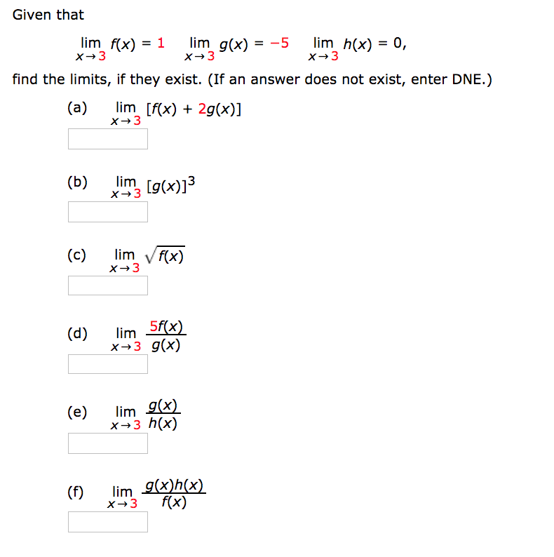 Solved Given That Lim F X 1 Lim G X 5 Lim H X 0 X 3 Chegg Com