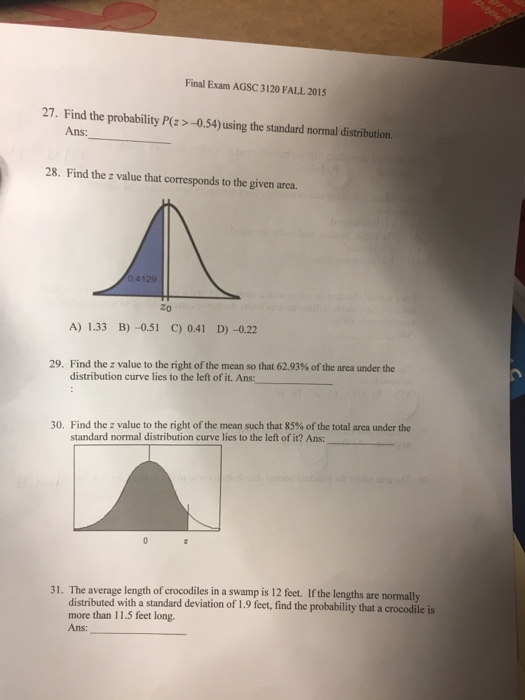 Solved Find The Probability P Z 0 54 Using The Stand Chegg Com