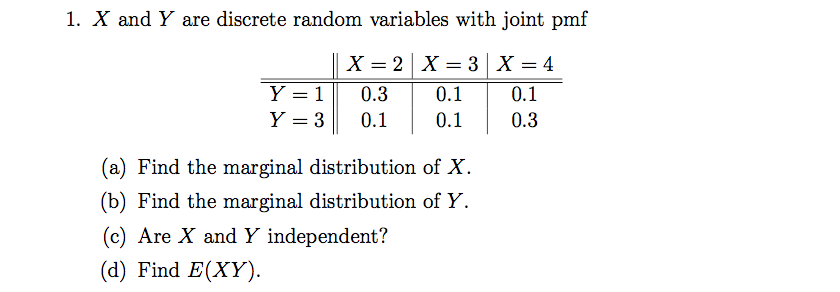 1 X And Y Are Discrete Random Variables With Joint Chegg Com